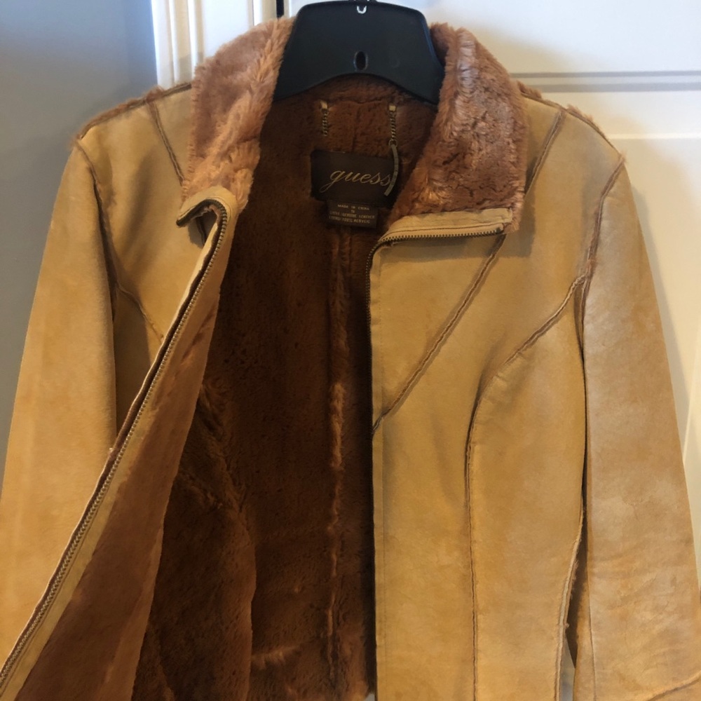 Guess Brown/Tan Leather Jacket Size Small - Picture 7 of 9